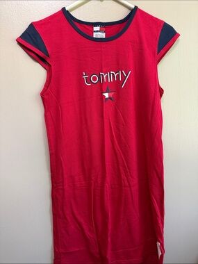 Tommy Hilfiger Red and Navy Star Logo teens Short-Sleeve dress